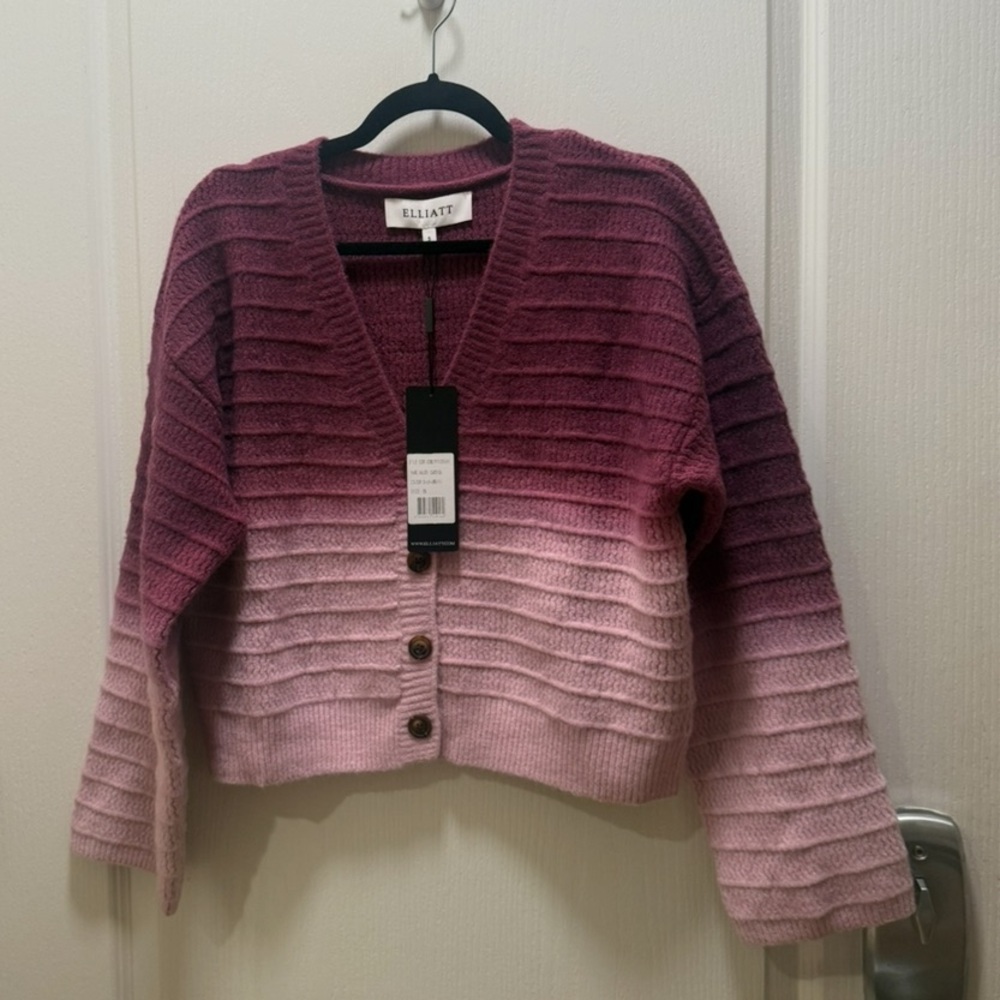 ELLIATT VALERI CARDIGAN Gradient Pink Women's Sweater size S NWT - Picture 4 of 8
